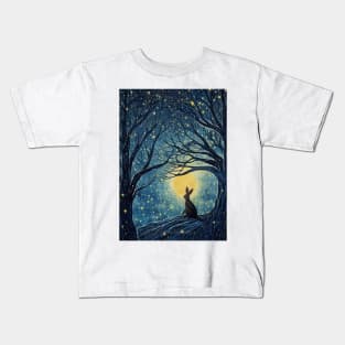 Hare, Pagan Hare, Pagan Art, Moon, Animal, Kids T-Shirt